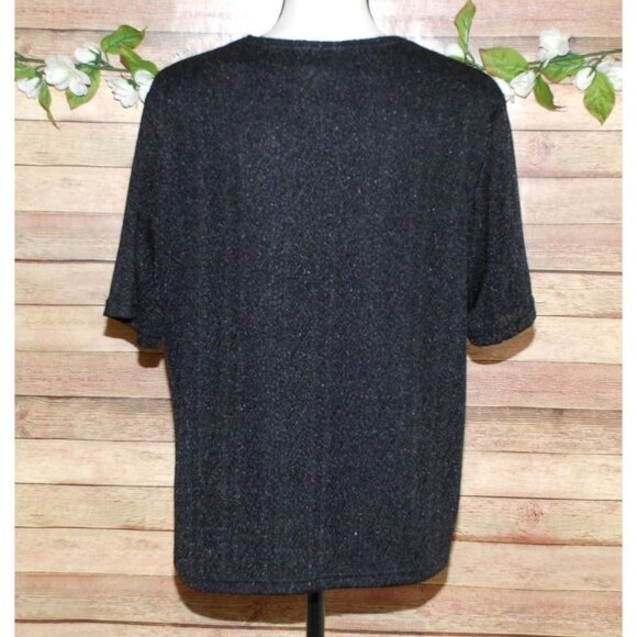 Notations Ladies Black Layered Cardigan Sweater Size L Short Sleeve Faux Cami - Picture 9 of 12